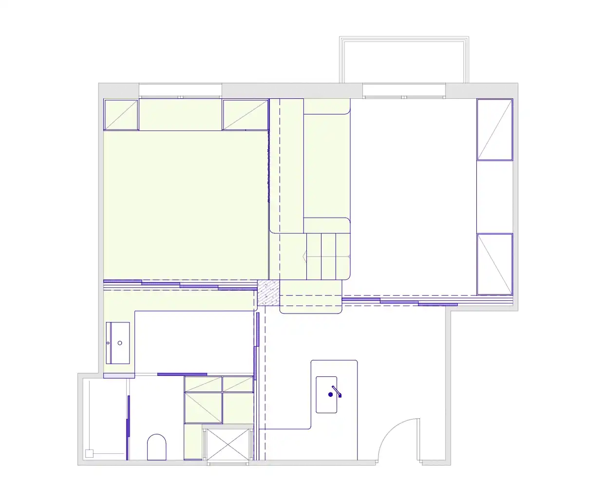 Floor plan after intervention with furniture
